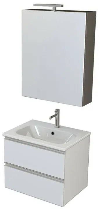 Mobile bagno sospeso 60 cm Master bianco opaco con specchio contenitore