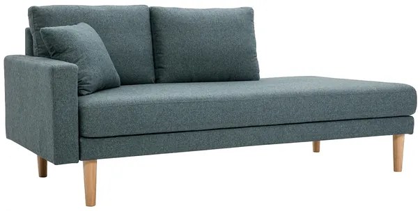 Meridiana scandinava in tessuto grigio-verde e legno massello chiaro L190 cm BERTILLE