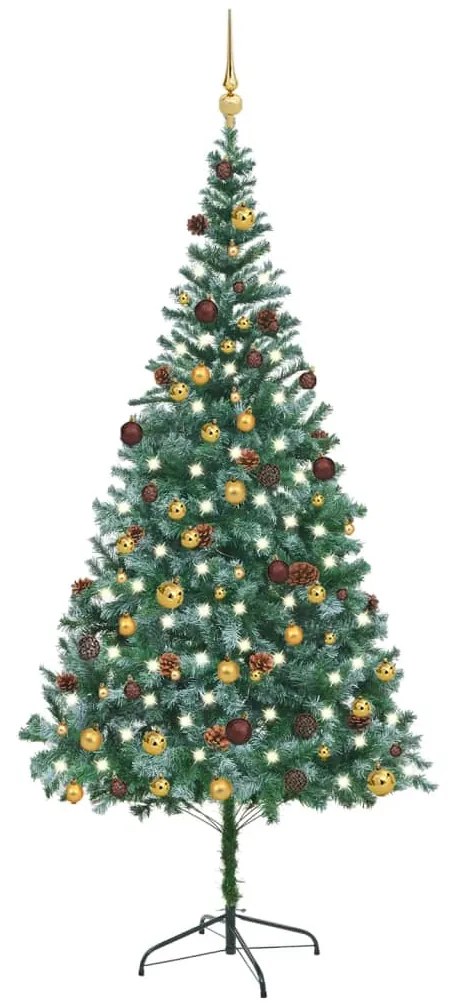 Albero di Natale Preilluminato con Palline e Pigne, Albero di Natale Preilluminato con Palline e Pigne 210 cm