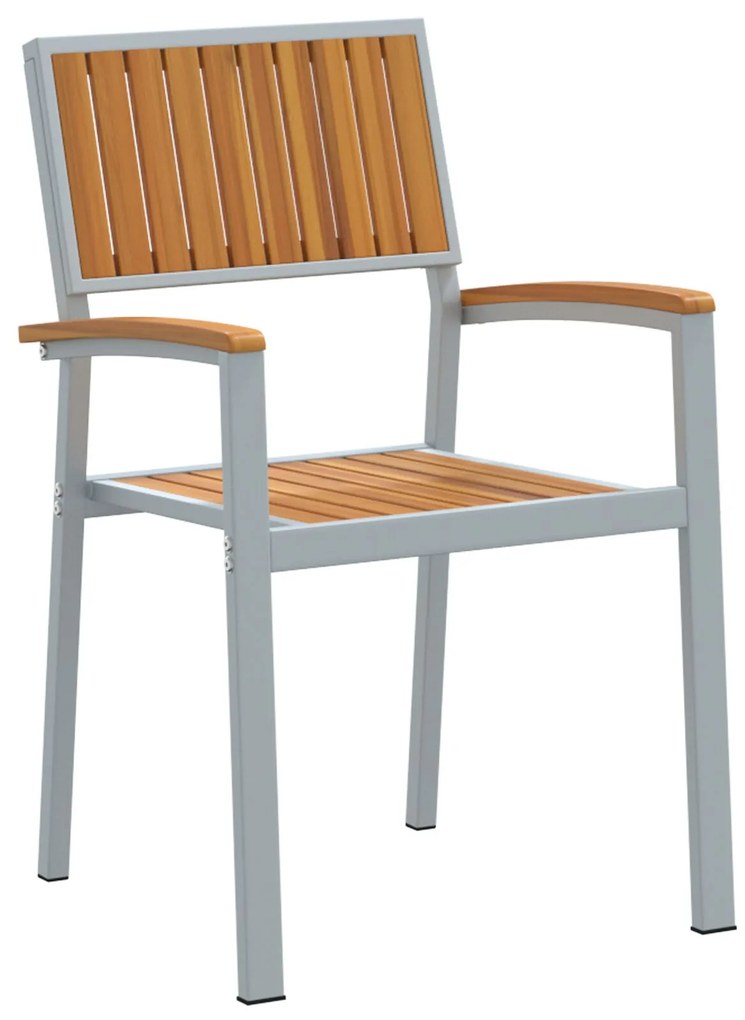 Set da pranzo giardino set 3 pezzi grigio, legno metallo, legno