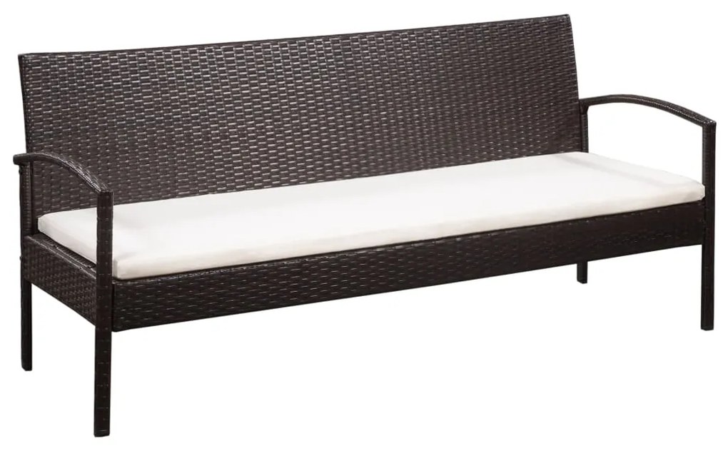 Set divani da giardino 5 pz con cuscini in polyrattan marrone