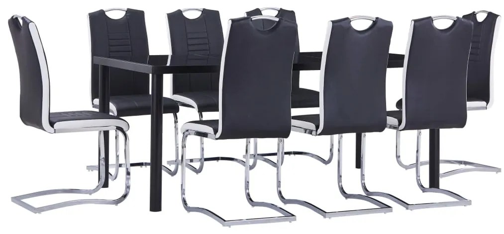Set Sala Da Pranzo 9 Pz İn Similpelle Nero /