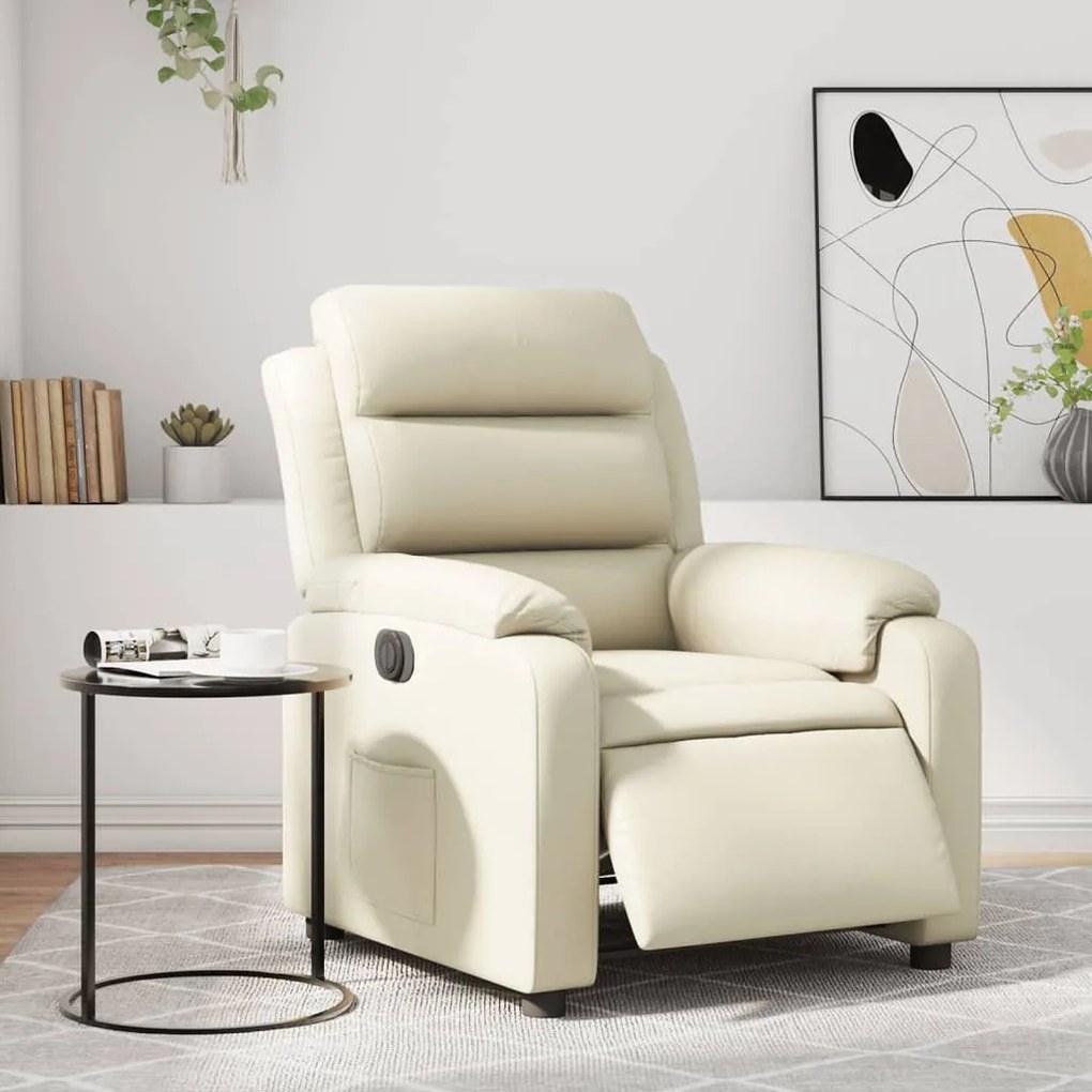 Poltrona Reclinabile Elettrica Crema İn Similpelle /