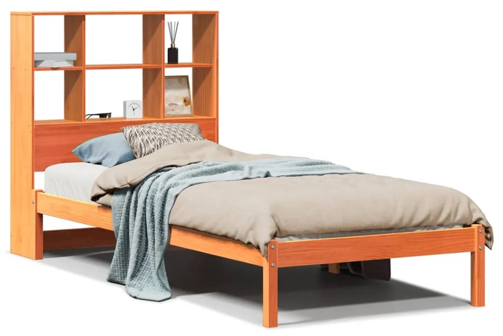 Letto libreria senza materasso marrone cera 75x190 cm in pino