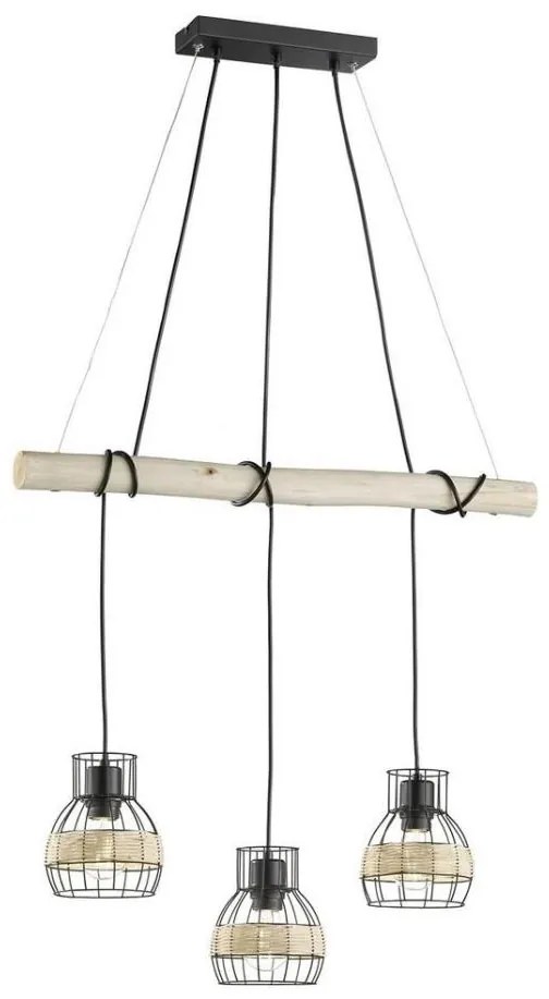 Fischer & Honsel 60798 - Lampadario su corda STRAW 3xE27/40W/230V