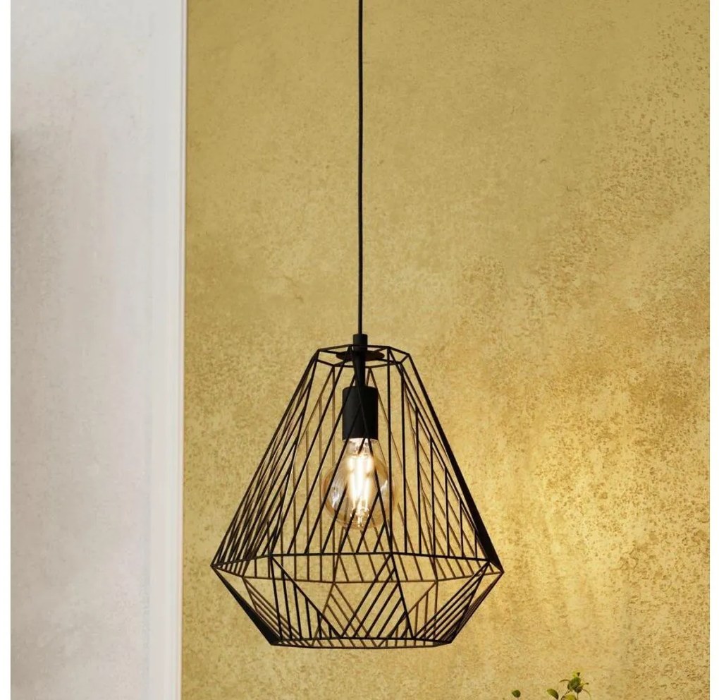 Eglo 43692 - Lampadario su corda STYPE 1xE27/40W/230V nero