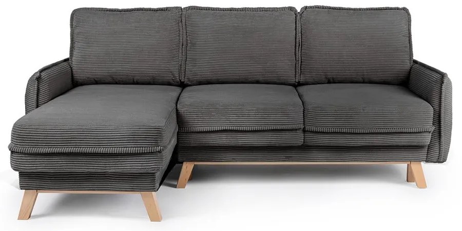 Divano letto variabile in velluto a coste grigio divano angolare Tori - Bonami Selection