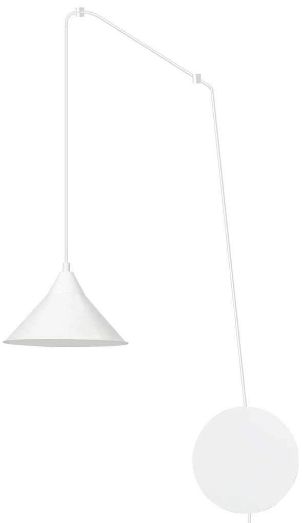 Sospensione Minimal 1 Luce Fujin In Acciao Bianco E Paralume A Cono
