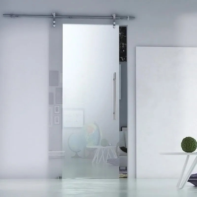 Porta scorrevole sinistra Neutra in alluminio trasparente, L 86 x H 215 cm, con binario Lux