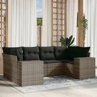 Set Divano da Giardino 6 pz con Cuscini Grigio in Polyrattancod mxl 90588