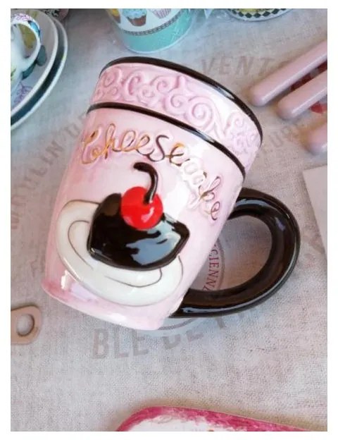 Tazza Mug Cupcake - Ceramica - Decoro in rilievo e dettagli oro Rosa