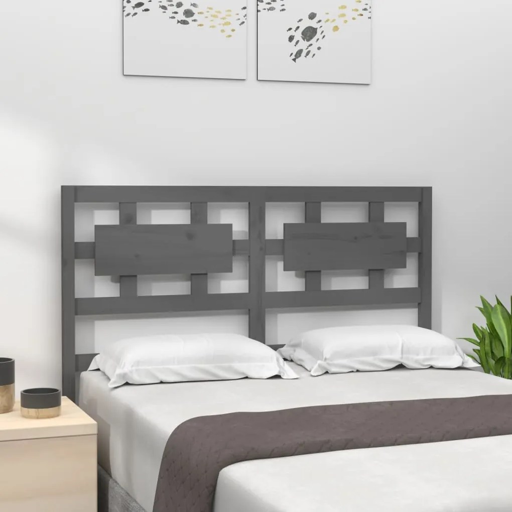 Testiera Per Letto Grigia 185,5x4x100 Cm Legno Massello Di Pino /