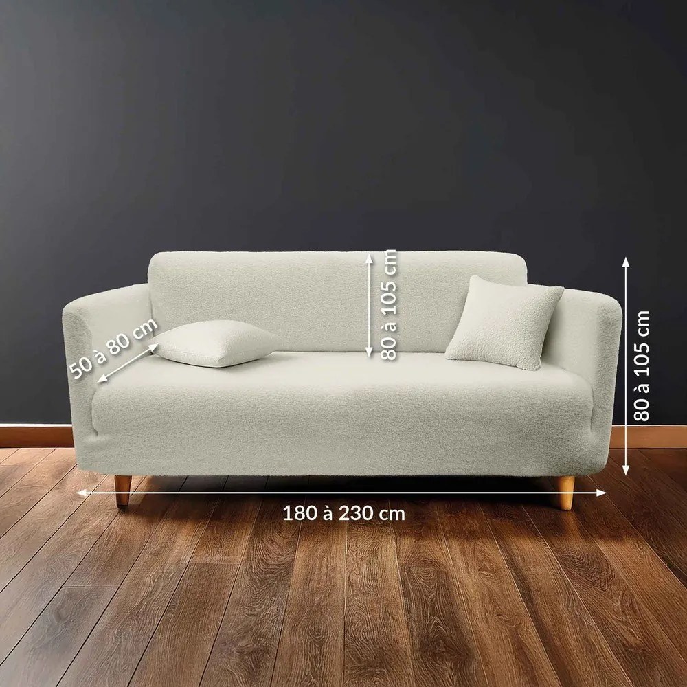 Copridivano color crema con rivestimento elastico per divano a 3 posti Laina – douceur d'intérieur