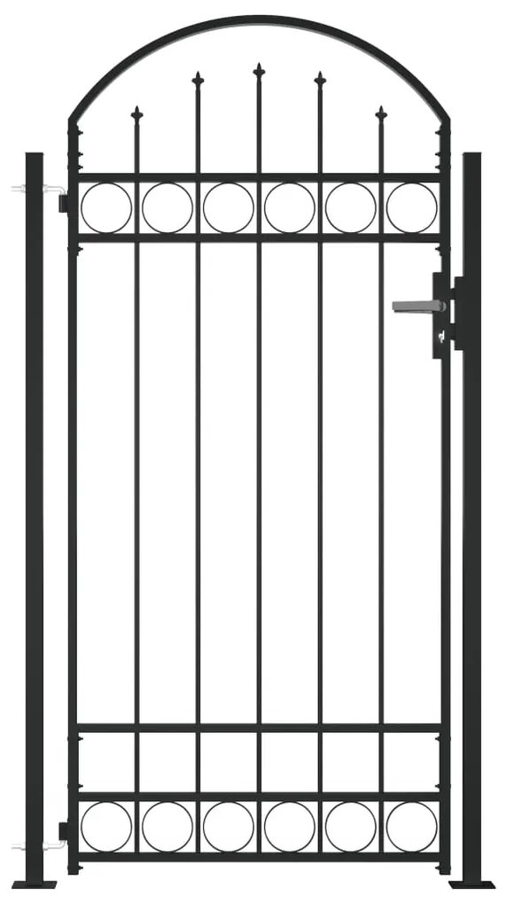 Cancello Per Recinzione Ad Arco Con 2 Pali 105x204 Cm Nero /