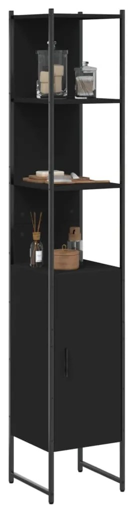 Mobile da bagno nero 33x33x185,5 cm in legno multistrato