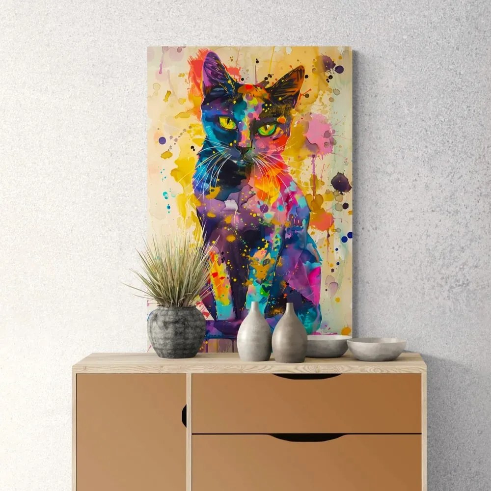 Quadro su tela – Gatto con imitazione di pittura
