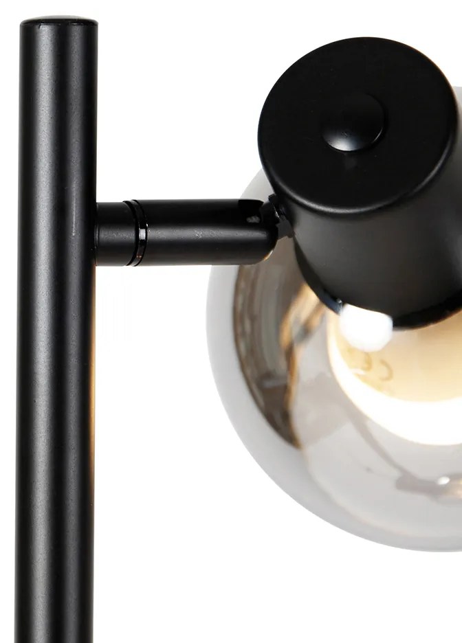 Lampada da terra intelligente nera con vetro fumé incl. 3 Wifi P45 - VIDRO