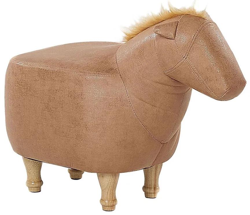 Pouf animaletto in similpelle beige HORSE Beliani