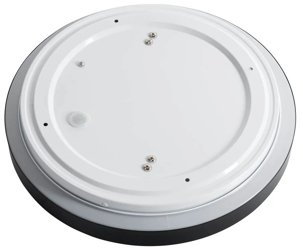 Plafoniera moderna nera con bianco, 35 cm IP44 - Walden