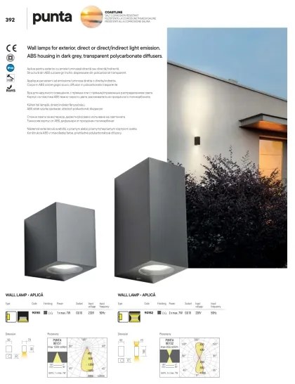 Redo 90152 - Applique da esterno PUNTA 2xGU10/7W/230V IP44