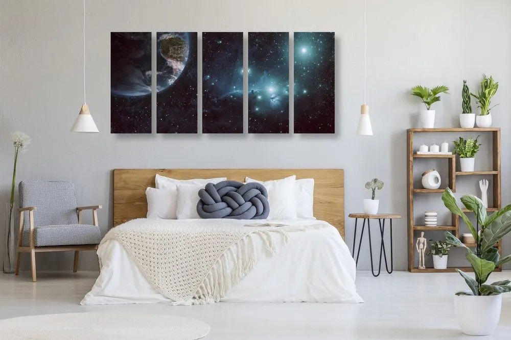 Quadri 5 pezzi – Pianeta nello spazio