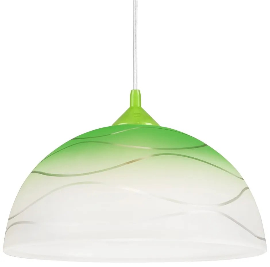 Lampadario verde con paralume in vetro ø 30 cm Sfera – LAMKUR