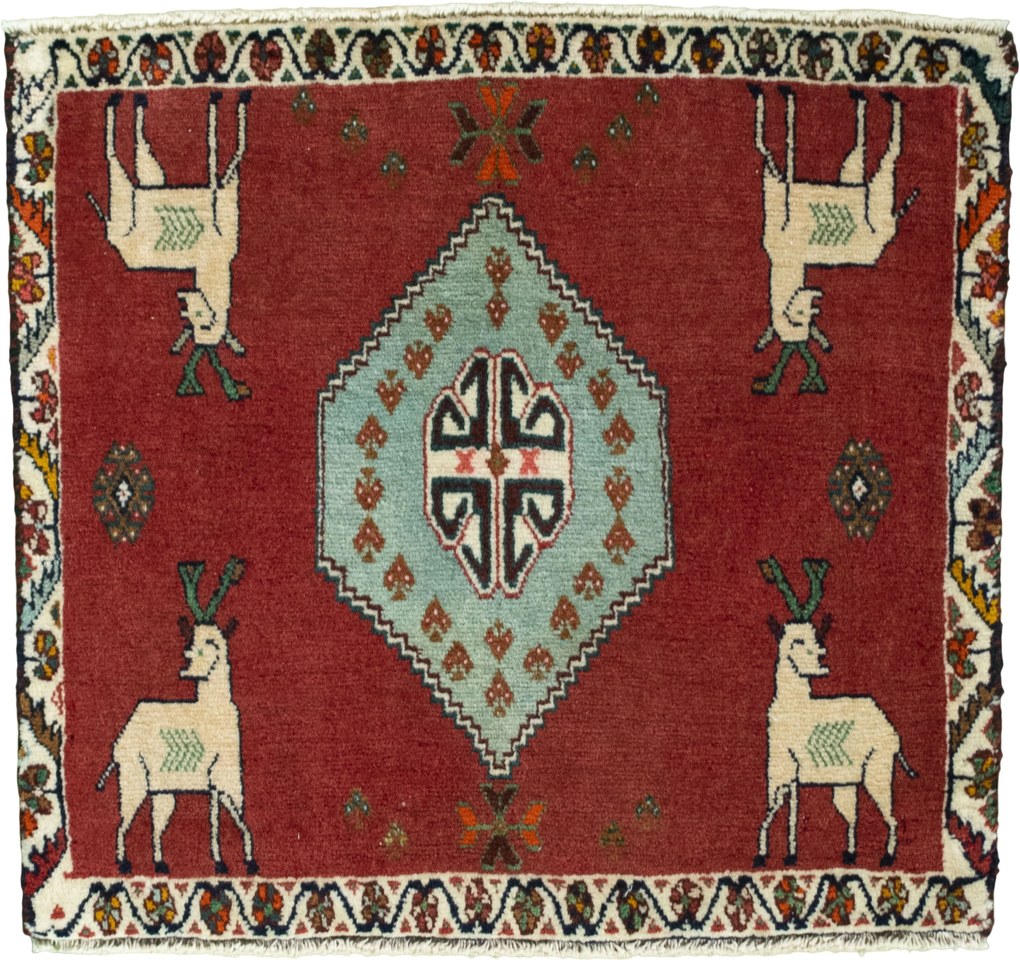 Shiraz Tappeto 60x60 Rosso (Iran) Annodato A Mano