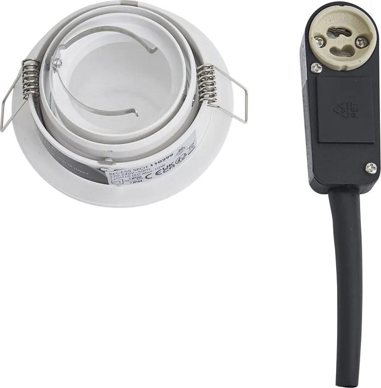 Set di 6 faretti da incasso moderni bianchi orientabili e inclinabili IP44 - Chuck