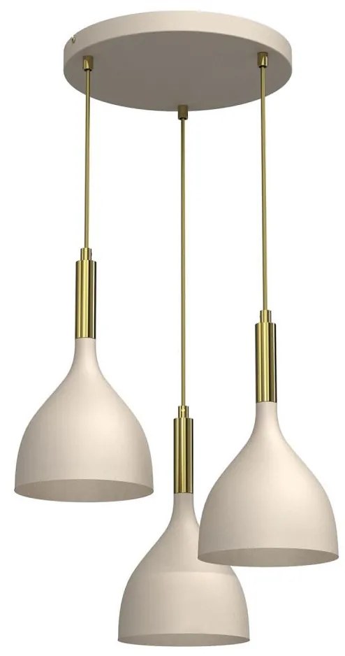 Lampadario a sospensione con filo NOAK 3xE27/15W/230V beige/oro