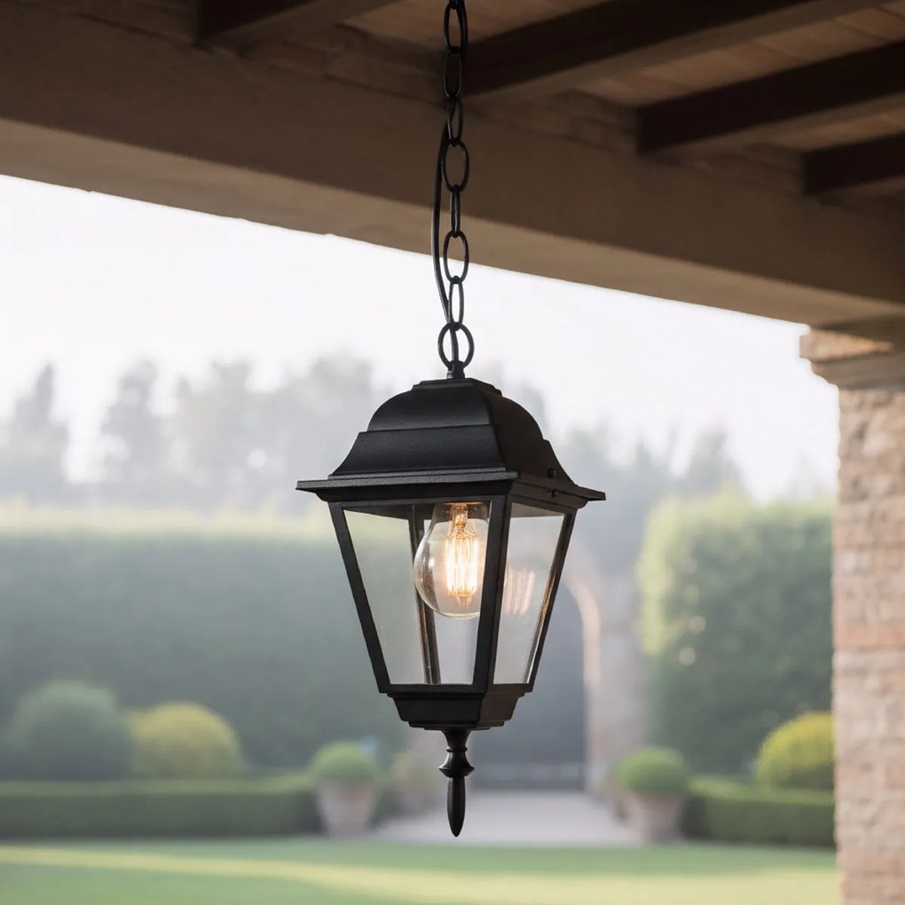 Lanterna Vintage a Sospensione E27 IP54 Nera - Serie Alfieri