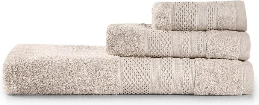 Set di asciugamani per viso e corpo tipo terry beige in cotone 3 pz Piramit – Foutastic