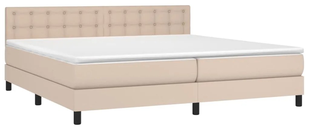 Giroletto molle materasso e led cappuccino 200x200cm similpelle
