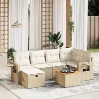 Set Divani da Giardino 7 pz con Cuscini Beige in Polyrattan 3264950