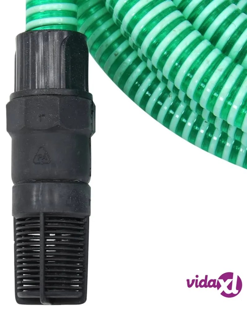 vidaXL Tubo di Aspirazione con Raccordi in Ottone Verde 1" 4 m in PVC