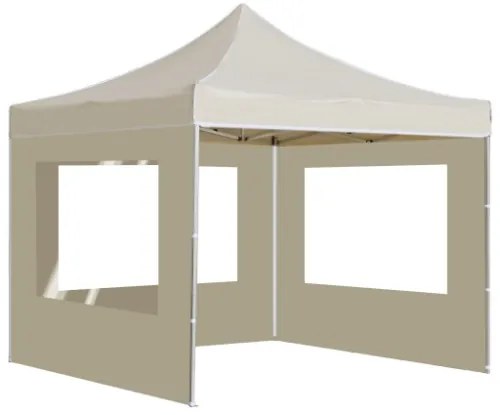 Gazebo Professionale Pieghevole Alluminio con Pareti 3x3m Crema