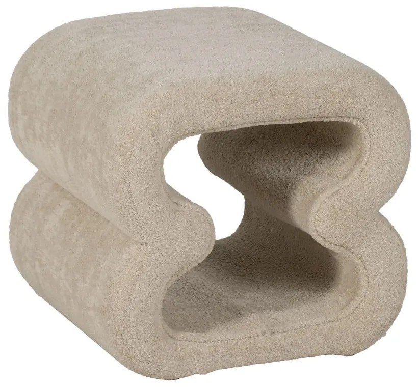 Poggiapiedi beige con rivestimento in bouclé – Ixia