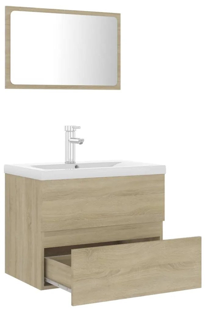 Set mobili da bagno rovere sonoma in legno multistrato