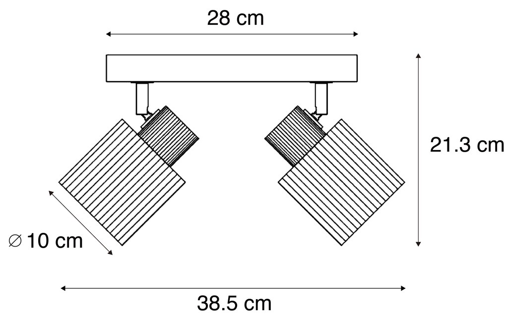 Faretto moderno in legno con vetro fumé 2 luci ruotabile e inclinabile - Gracy