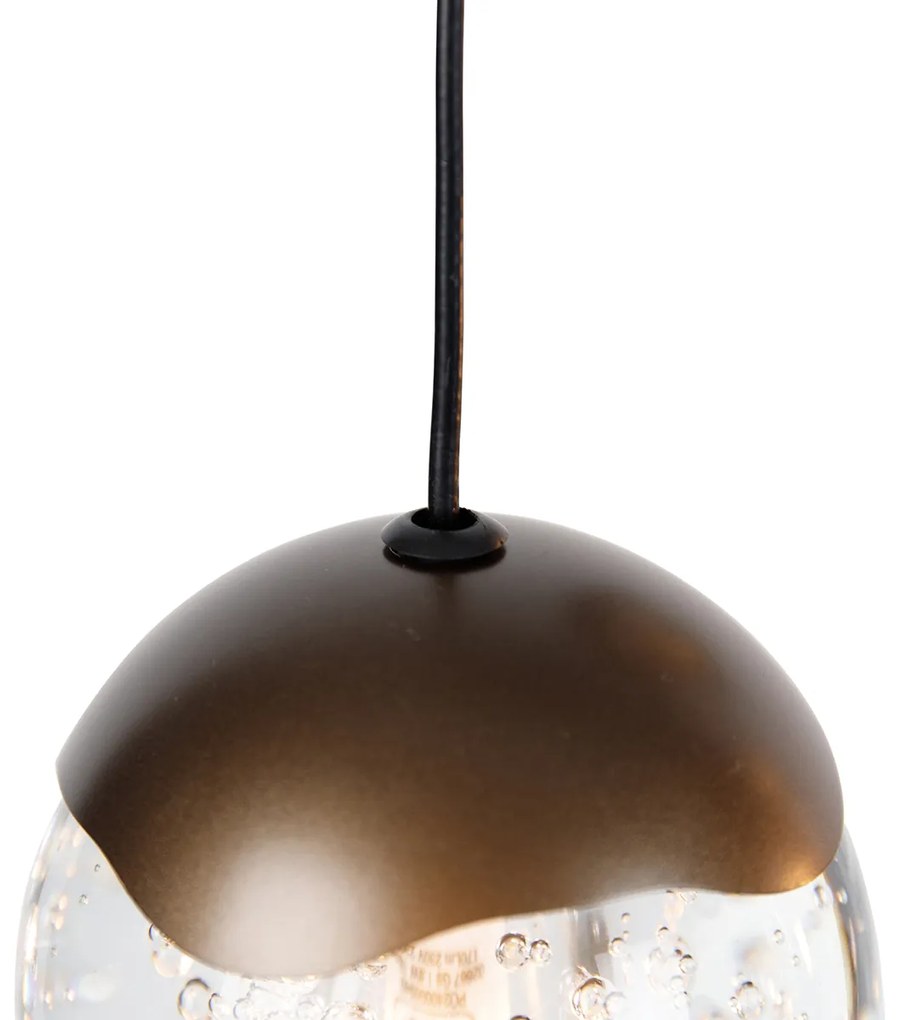 Lampadario di design bronzo scuro con vetro trasparente 12 luci - Inge