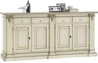 Madia credenza legno shabby 4 porte avorio anticato filo grigio 240x55x115 - Mobili 2G