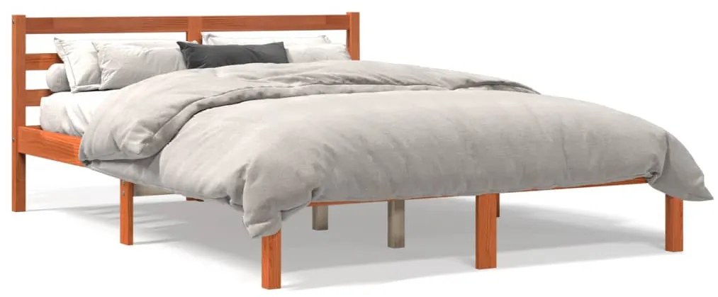 Letto Senza Materasso Marrone Cera 135x190 Cm İn Legno Di Pino /