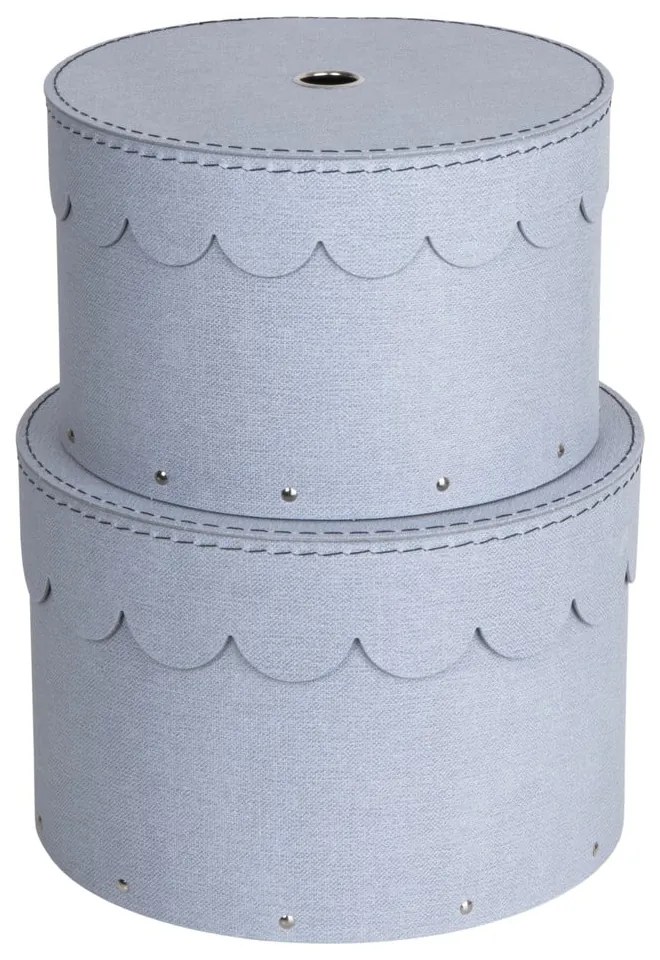 Scatole di cartone grigio chiaro con coperchio in set di 2 pezzi ø 26x17,5 cm Wilma - Bigso Box of Sweden