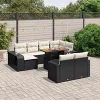 Set Divani da Giardino 11 pz con Cuscini in Polyrattan Nero 3274589