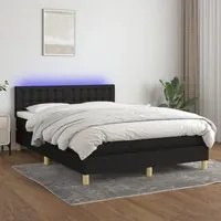 Letto a Molle con Materasso e LED Nero 140x190 cm in Tessuto 3134031