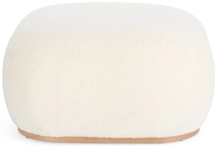 Pouf MIRIANA tessuto bianco e base in legno