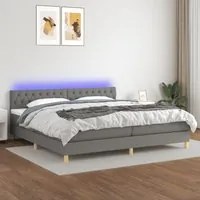 Letto a Molle Materasso e LED Grigio Scuro 200x200cm in Tessuto cod mxl 55859