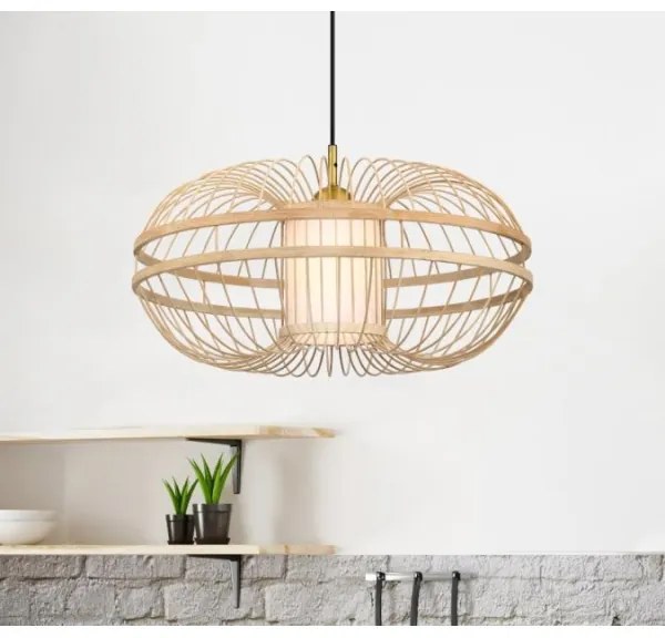 Westinghouse 61255 - Lampadario a sospensione con filo TULCEA 1xE27/60W/230V bambù