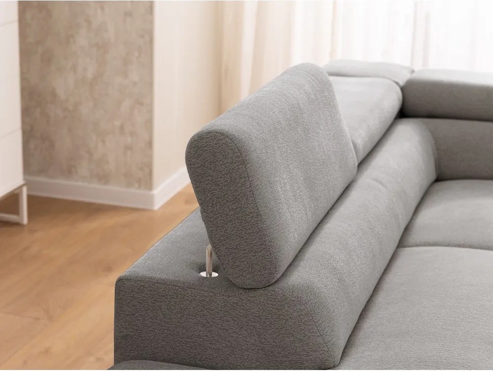 Divano angolare grigio chiaro (con penisola a sinistra/a L) con rivestimento in ciniglia Marbeya – Ropez