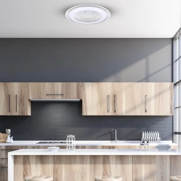 Plafoniera LED dimmerabile con ventola ZONDA LED/48W/230V argento + tc