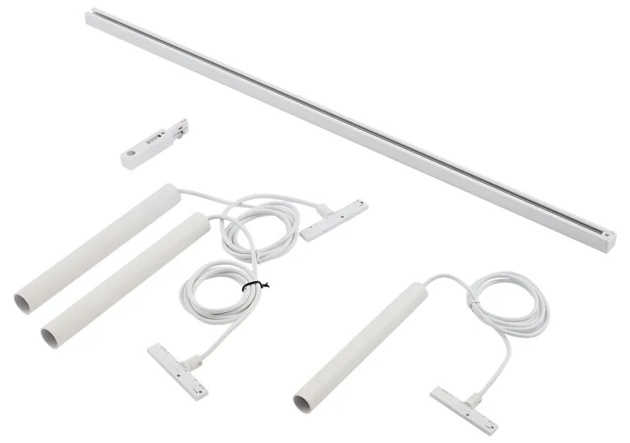 Sistema di illuminazione a binario moderno con 3 luci a sospensione bianche monofase - Slimline Keno